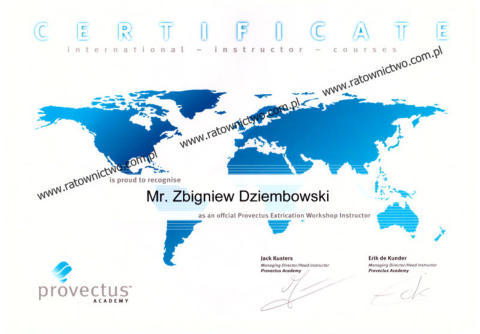 COMPART Zbigniew Dziembowski Centrum Sprztu Ratowniczego - Certificate PROVECTUS Academy Instructor (www.ratownictwo.com.pl)